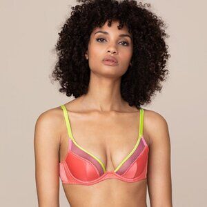 Agent Provocateur VIV Bra NWT Pink & Lime RARE! Silk! [Y2]
